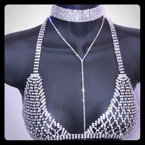 Silver Rhinestone bra (neck choker separate)